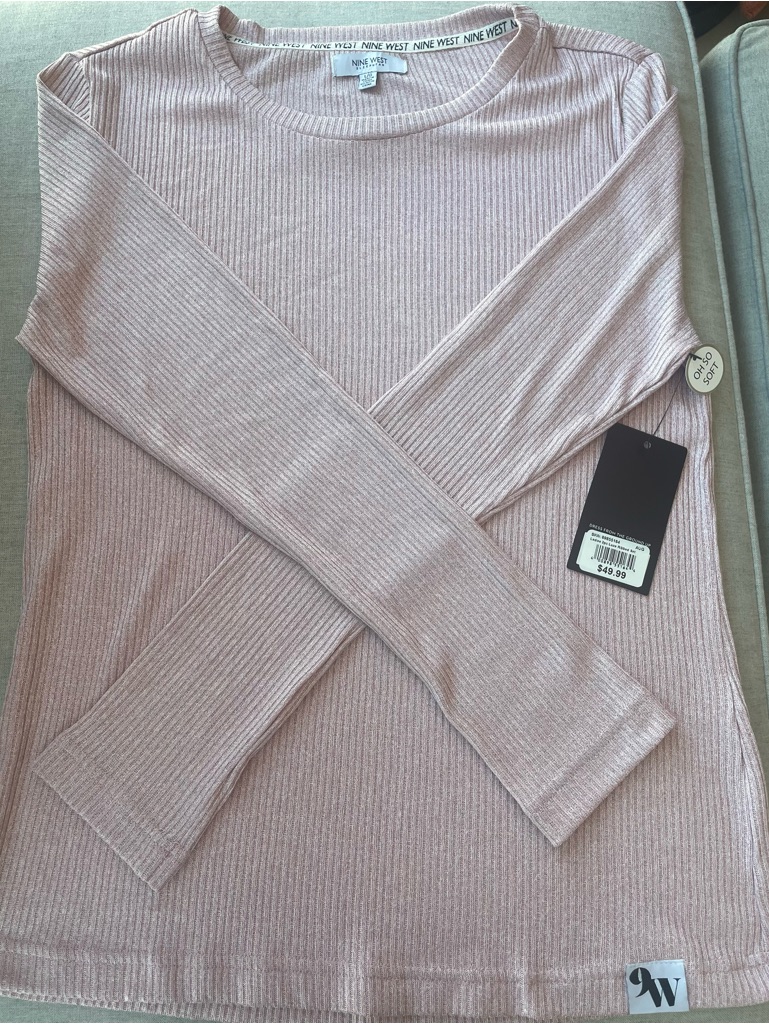Nine West Light Pink Ribbed Soft Pajama Set
